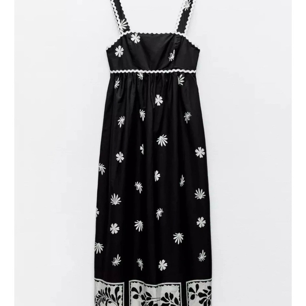 Zara Black and White Floral Maxi Dress